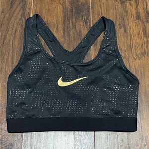 Nike Black Sports Bra with Gold Accents